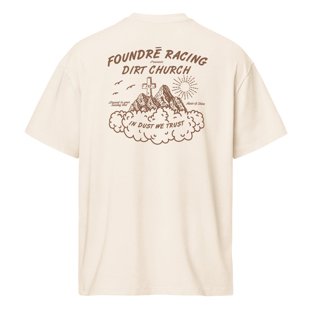 FR Dirt Church Adult Unisex Boxy T-Shirt White & Antique White